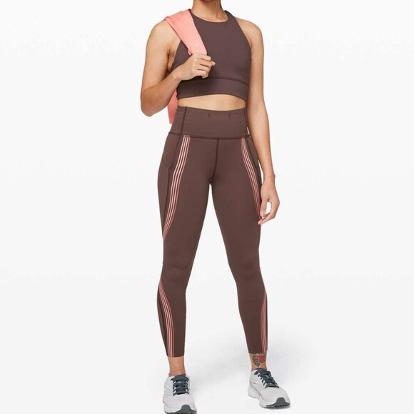 Lululemon Speed Light Legging Tight 25" Inseam Cherry Cola/ Coral Kiss size 4 - Picture 2 of 11